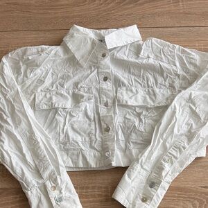 Zara Cropped Button-Up Shirt